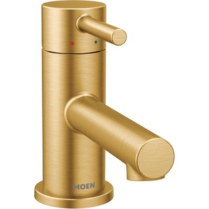 Moen Align Chrome One-Handle Single Hole Low Profile Modern Bathroom Faucet with Drain Assembly, 6191(Brushed Gold)