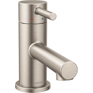 Moen Align Chrome One-Handle Single Hole Low Profile Modern Bathroom Faucet with Drain Assembly, 6191(Brushed Nickel)