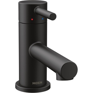 Moen Align Chrome One-Handle Single Hole Low Profile Modern Bathroom Faucet with Drain Assembly, 6191(Matte Black)