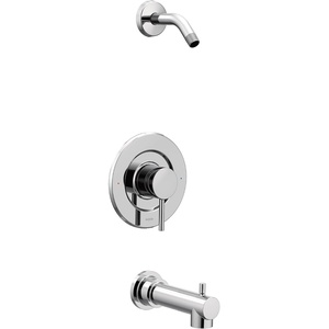 Moen Align Matte Black Posi-Temp Pressure Balancing Modern Tub and Shower Trim Kit without Showerhead Valve Required, T2193NHBL(Chrome)