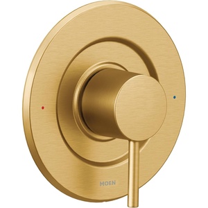 Moen Align Matte Black Pressure Balancing Modern Trim Kit, Featuring Bathroom Shower Lever Handle for Temperature Adjustment, (Posi-Temp Valve Required), T2191BL(Brushed Gold)