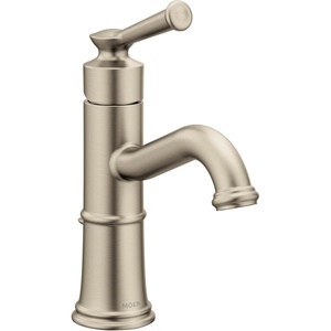 Moen Belfield Chrome One-Handle Bathroom Sink Faucet with Drain Assembly and Optional Deckplate, 6402(Brushed Nickel)