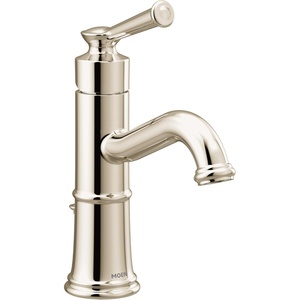 Moen Belfield Chrome One-Handle Bathroom Sink Faucet with Drain Assembly and Optional Deckplate, 6402(Polished Nickel)