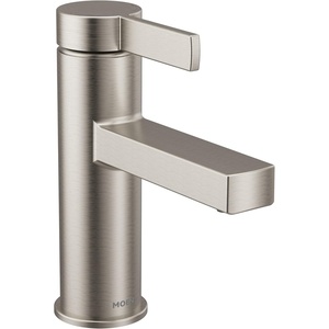 Moen Beric Matte Black Modern One-Handle Single Hole Bathroom Faucet with Drain Assembly and Optional Deckplate for Your Bath Sink, 84774BL(Spot Resist Nickel)
