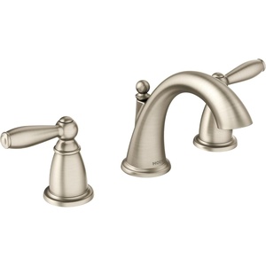 Moen Brandtford Brushed Nickel Two-Handle High Arc Widespread Bathroom Sink Faucet for 3-Hole Setups with Valve Included, TV6620BN