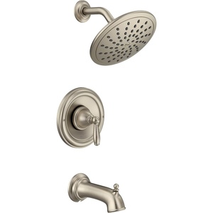 Moen Brantford Brushed Nickel Posi-Temp Tub and Shower Trim Kit, Including 8-Inch Wide Eco-Performance Rain Showerhead, Lever Handle, and Tub Spout, Valve Required, T2253EPBN(Brushed Nickel)