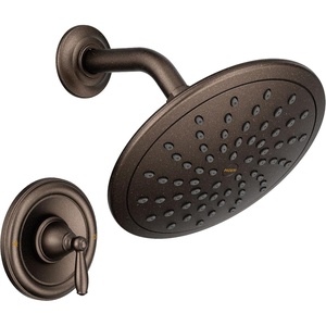Moen Brantford Oil Rubbed Bronze Shower Trim Kit, featuring Eco-Performance Wide Rain Shower Head and Traditional Shower Lever Handle, (Posi-Temp Valve Required), T2252EPORB(Oil Rubbed Bronze)