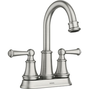 Moen Brecklyn Spot Resist Brushed Nickel Two Handle Centerset Lavatory Faucet, 3-Hole Bathroom Sink Faucet, 84162SRN