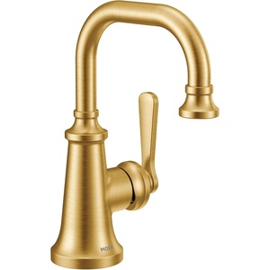 Moen Brushed Gold Colinet One-Handle Single Hole Traditional Bathroom Sink Faucet, S44101BG