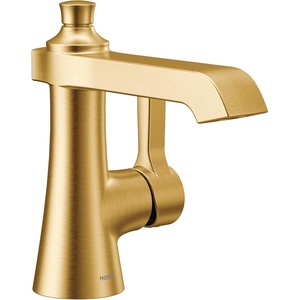 Moen Brushed Gold Flara One-Handle Single Hole Bathroom Faucet with Drain Assembly, S6981BG(Brushed Gold)