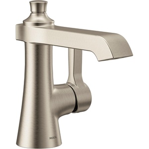 Moen Brushed Gold Flara One-Handle Single Hole Bathroom Faucet with Drain Assembly, S6981BG(Brushed Nickel)