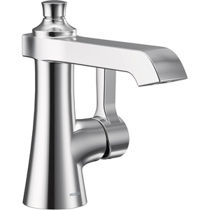 Moen Brushed Gold Flara One-Handle Single Hole Bathroom Faucet with Drain Assembly, S6981BG(Chrome)