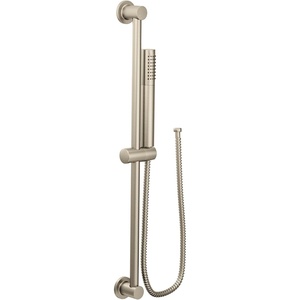 Moen Brushed Nickel Modern Eco-Performance Handshower Handheld Shower with 30-Inch Slide Bar and 69-Inch Metal Hose, 3887EPBN(Brushed Nickel)