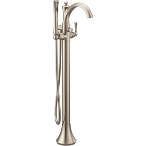 Moen Brushed Nickel Wynford One-Handle Freestanding Floor Mount Tub Filler with Handshower, Includes Interchangeable Handle, 655BN(Brushed Nickel)