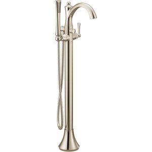 Moen Brushed Nickel Wynford One-Handle Freestanding Floor Mount Tub Filler with Handshower, Includes Interchangeable Handle, 655BN(Polished Nickel)