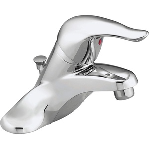 Moen Chateau Chrome One-Handle Low-Arc Centerset Bathroom Sink Faucet with Drain Assembly, L4621(Chrome)