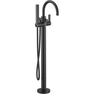 Moen Cia Brushed Gold One Handle Freestanding Floor Mount Tub Filler with Handshower, 615BG(Matte Black)