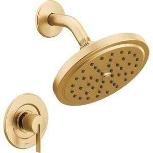 Moen Cia Eco-Performance Rain Shower Faucet Trim Kit with Wide Showerhead and Handle, Posi-Temp Valve Required, T2262EPBG(Brushed Gold)