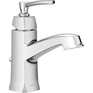 Moen Conway Chrome One-Handle Single Hole or Centerset Bathroom Faucet with Drain Assembly, WS84923(Chrome)