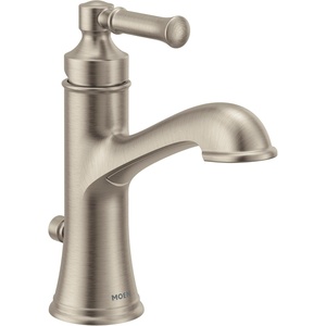 Moen Dartmoor Chrome Single Handle Bathroom Sink Faucet with Optional Deckplate, 6803(Brushed Nickel)