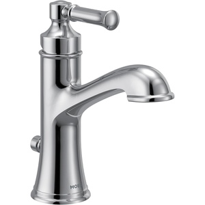 Moen Dartmoor Chrome Single Handle Bathroom Sink Faucet with Optional Deckplate, 6803(Chrome)