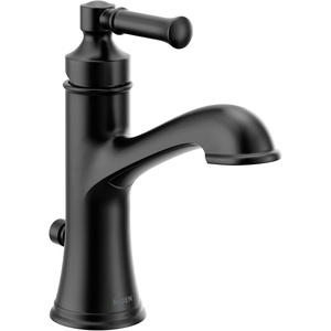 Moen Dartmoor Chrome Single Handle Bathroom Sink Faucet with Optional Deckplate, 6803(Matte Black)