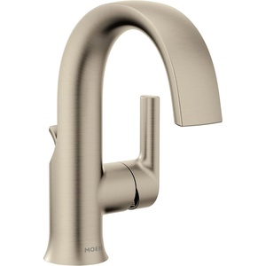 Moen Doux Matte Black Contemporary One-Handle High Arc Laminar Stream Bathroom Faucet, S6910BL(Brushed Nickel)