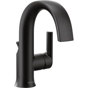 Moen Doux Matte Black Contemporary One-Handle High Arc Laminar Stream Bathroom Faucet, S6910BL(Matte Black)