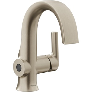 Moen Doux Matte Black Motionsense Wave Touchless Single Handle Bathroom Sink Faucet, S6910EWBL(Brushed Nickel)