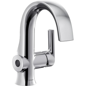 Moen Doux Matte Black Motionsense Wave Touchless Single Handle Bathroom Sink Faucet, S6910EWBL(Chrome)