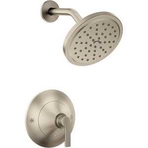 Moen Doux Matte Black Posi-Temp Pressure Balancing Shower Trim Kit with 7-Inch Eco-Performance Rainshower, Valve Required, TS2202EPBL(Brushed Nickel)
