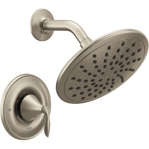 Moen Eva Brushed Nickel Posi-Temp Shower Faucet Trim with Eco-Performance Rain Showerhead and Shower Lever Handle, Valve Required, T2232EPBN(Brushed Nickel)