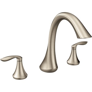 Moen Eva T943BN Two-Handle Roman Tub Faucet Trim Kit, Brushed Nickel Finish, Deck Mount 3-Hole Installation, Valve Required(Brushed Nickel)