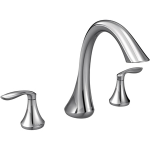 Moen Eva T943BN Two-Handle Roman Tub Faucet Trim Kit, Brushed Nickel Finish, Deck Mount 3-Hole Installation, Valve Required(Chrome)