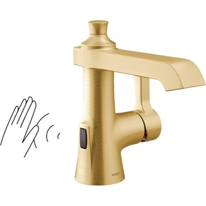 Moen Flara Brushed Gold Motionsense Wave Touchless Single Handle Bathroom Sink Faucet, S6981EWBG
