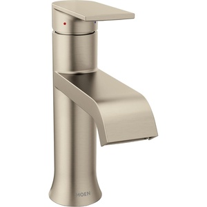 Moen Genta LX Matte Black One-Handle Modern Bathroom Sink Faucet with Optional Deckplate and Low-Arc Spout for Bath Countertop, 6702BL(Brushed Nickel)