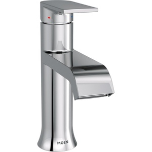 Moen Genta LX Matte Black One-Handle Modern Bathroom Sink Faucet with Optional Deckplate and Low-Arc Spout for Bath Countertop, 6702BL(Chrome)