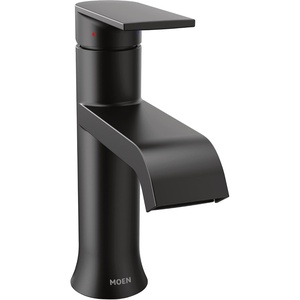 Moen Genta LX Matte Black One-Handle Modern Bathroom Sink Faucet with Optional Deckplate and Low-Arc Spout for Bath Countertop, 6702BL(Matte Black)