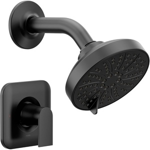 Moen Genta LX Pressure Balancing Eco-Performance Modern Shower Trim with Showerhead and Lever Handle, Posi-Temp Valve Required, Matte Black, T2472EPBL(Matte Black)