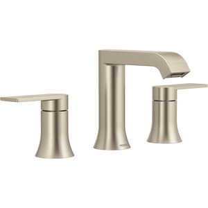 Moen Genta LX Two-Handle High Arc Widespread Bathroom Sink Faucet, for 3-Hole Setups, Valve Included, Brushed Nickel, TV6708BN(Brushed Nickel)