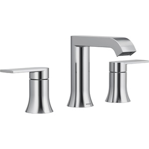 Moen Genta LX Two-Handle High Arc Widespread Bathroom Sink Faucet, for 3-Hole Setups, Valve Included, Brushed Nickel, TV6708BN(Chrome)