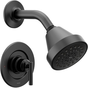 Moen Gibson Matte Black Eco-Performance Modern Shower Trim Featuring Bathroom Showerhead and Lever Handle, Posi-Temp Valve Required, T2902EPBL((Pack of 1))