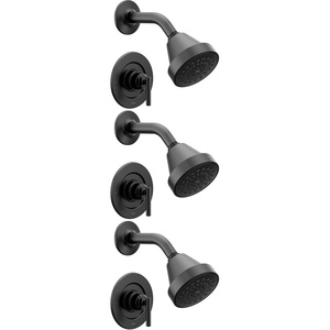 Moen Gibson Matte Black Eco-Performance Modern Shower Trim Featuring Bathroom Showerhead and Lever Handle, Posi-Temp Valve Required, T2902EPBL((Pack of 3))