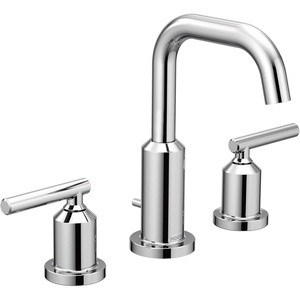 Moen Gibson Matte Black Two-Handle Widespread High Arc Modern Bathroom Sink Faucet, Modern Bathroom Faucet for Three Hole Bath Sinks (Valve Required), T6142BL(Chrome)