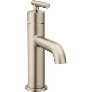 Moen Gibson One-Handle Single Hole Modern Bathroom Sink Faucet with Optional Deckplate, Matte Black, 6145BL(Brushed Nickel)