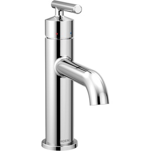 Moen Gibson One-Handle Single Hole Modern Bathroom Sink Faucet with Optional Deckplate, Matte Black, 6145BL(Chrome)