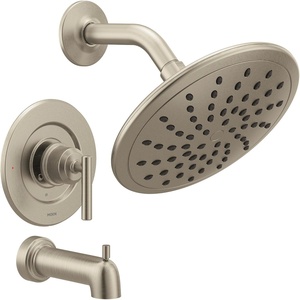 Moen Gibson Posi‑Temp Pressure Balancing Modern Tub and Shower Trim with 8‑Inch Rainshower, Valve Required, Brushed Nickel, T3003EPBN(Brushed Nickel)
