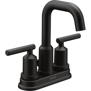 Moen Gibson Two-Handle Centerset High Arc Modern Bathroom Faucet with Drain Assembly, Chrome, 6150(Matte Black)