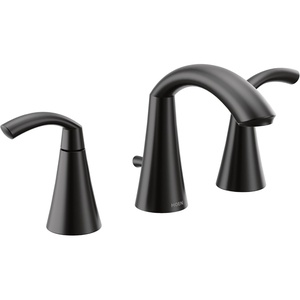 Moen Glyde Matte Black Two-Handle High Arc Widespread Bathroom Sink Faucet for 3-Hole Setups with Valve Included, TV6173BL