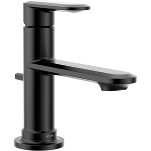 Moen Greenfield Matte Black Single Handle Bathroom Sink Faucet with Optional Deckplate, 6504BL
